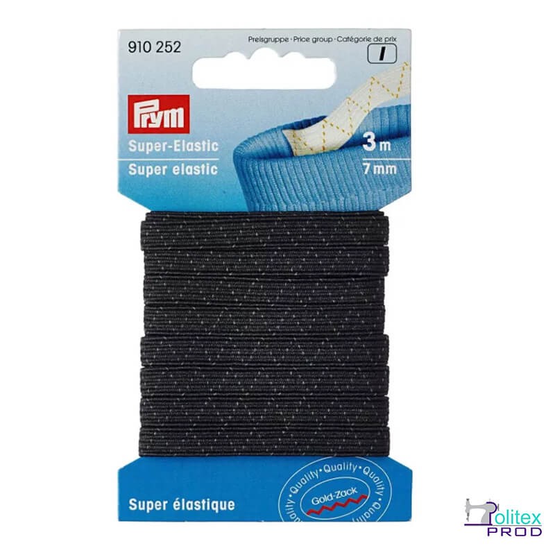 Super elastic rezistent 7 mm latime - banda 3 m negru
