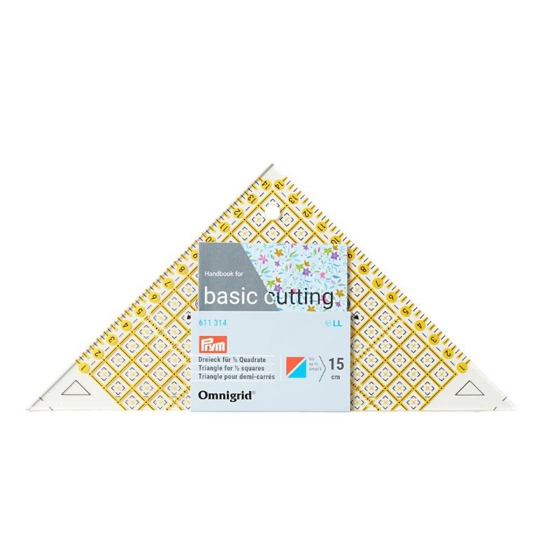 Rigla tip triunghi, design grafic pentru croitorie - 15 cm