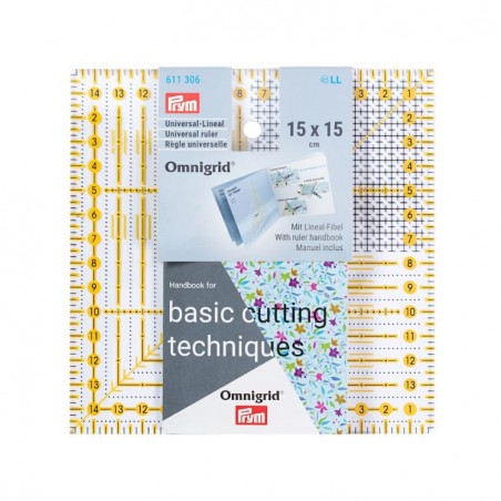 Rigla patrata cu design grafic pentru croitorie - 15x15 cm