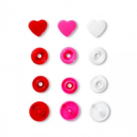 Set capse plastic inimioare - alb/roz/rosu