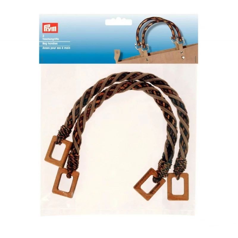 Maner lemn si impletitura pentru posete - 34 cm
