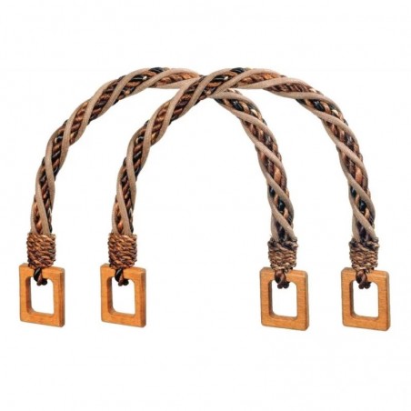 Maner lemn si impletitura pentru posete - 34 cm