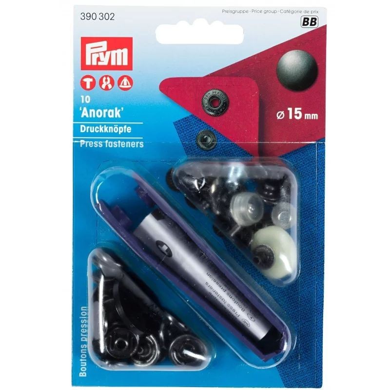 Set capse metalice negru - 15 mm