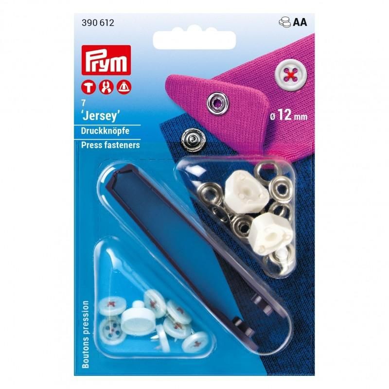 Capse jersey tip nasture cusatura rosie - 12 mm
