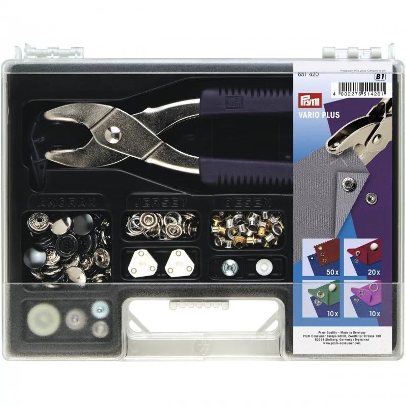 Set 4 tipuri capse metalice si ocheti + capsator