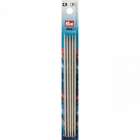 Set 5 andrele drepte pentru sosete - 2.5 mm/15 cm