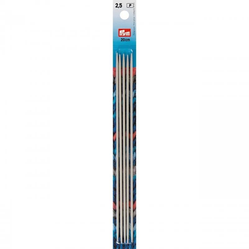 Set 5 andrele drepte pentru sosete - 2.5 mm/20 cm