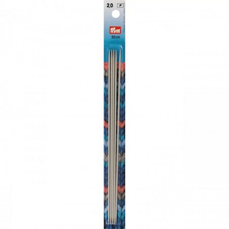 Set 5 andrele drepte pentru sosete - 2 mm/20 cm