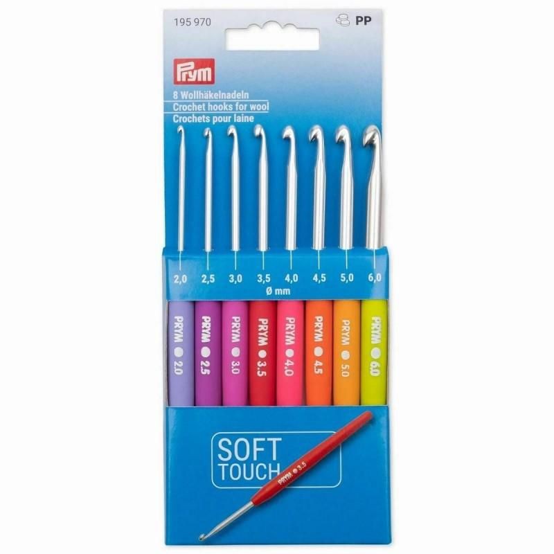 Set 6 crosete metalice cu maner moale - 2-6 mm