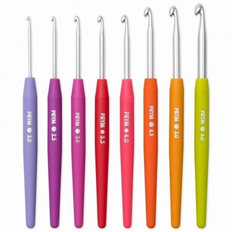 Set 6 crosete metalice cu maner moale - 2-6 mm