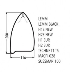 Talpă teflon simplă LEMM / H1E / H2E / H1 EUR / H2 EUR
